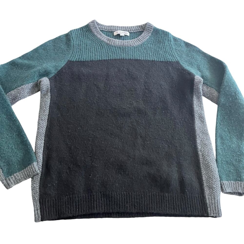 CARAMEL boys cashmere wool blend colorblock sweater size 8